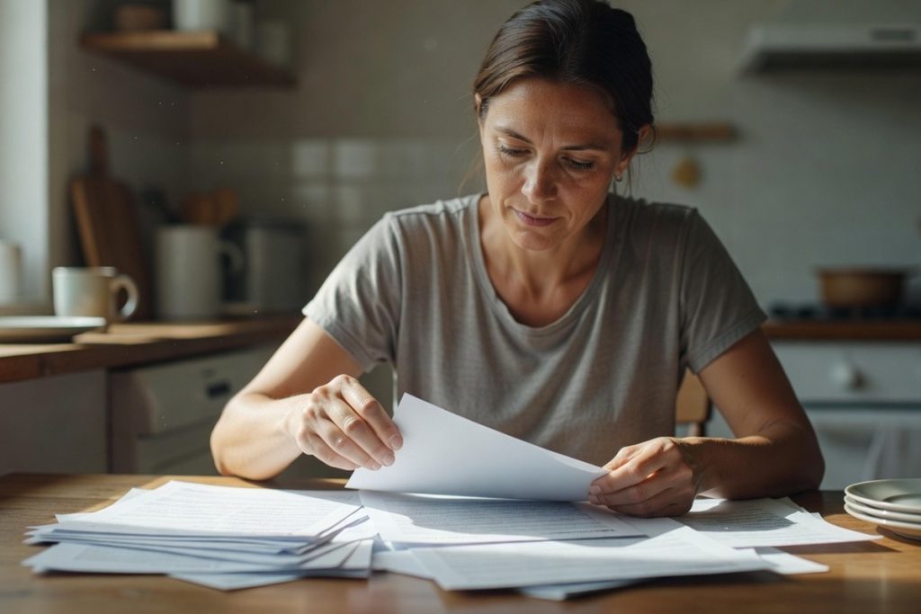 Femme préparant ses documents pour inscription rapide à France Travail